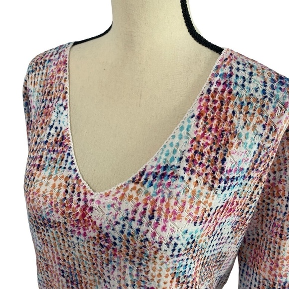 Leo & Ugo Women’s Sweater Multi Color Size 8-10 Jeweled 3/4 Sleeve Top - Picture 2 of 14